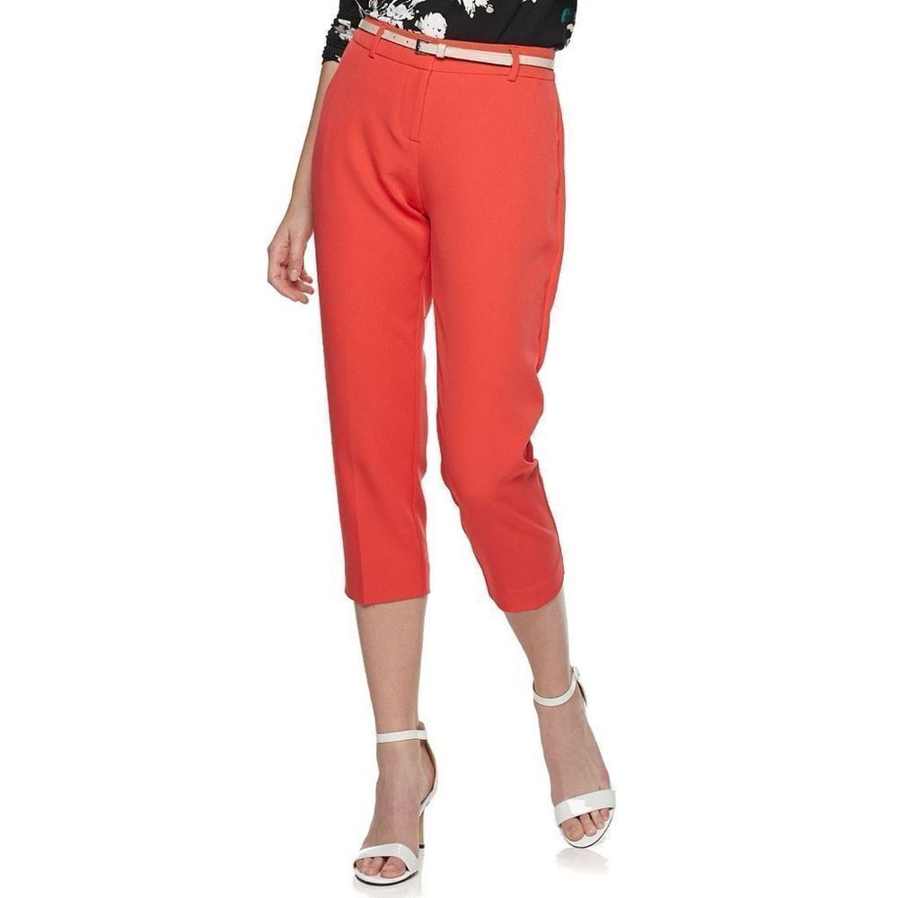 NWT Apt. 9 Modern Fit‎ Straight-Leg Capris Cropped Sunkissed Coral Size 4